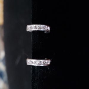 Petite Half Loop Silver Overlay Earrings w/5 Small CZ Stones